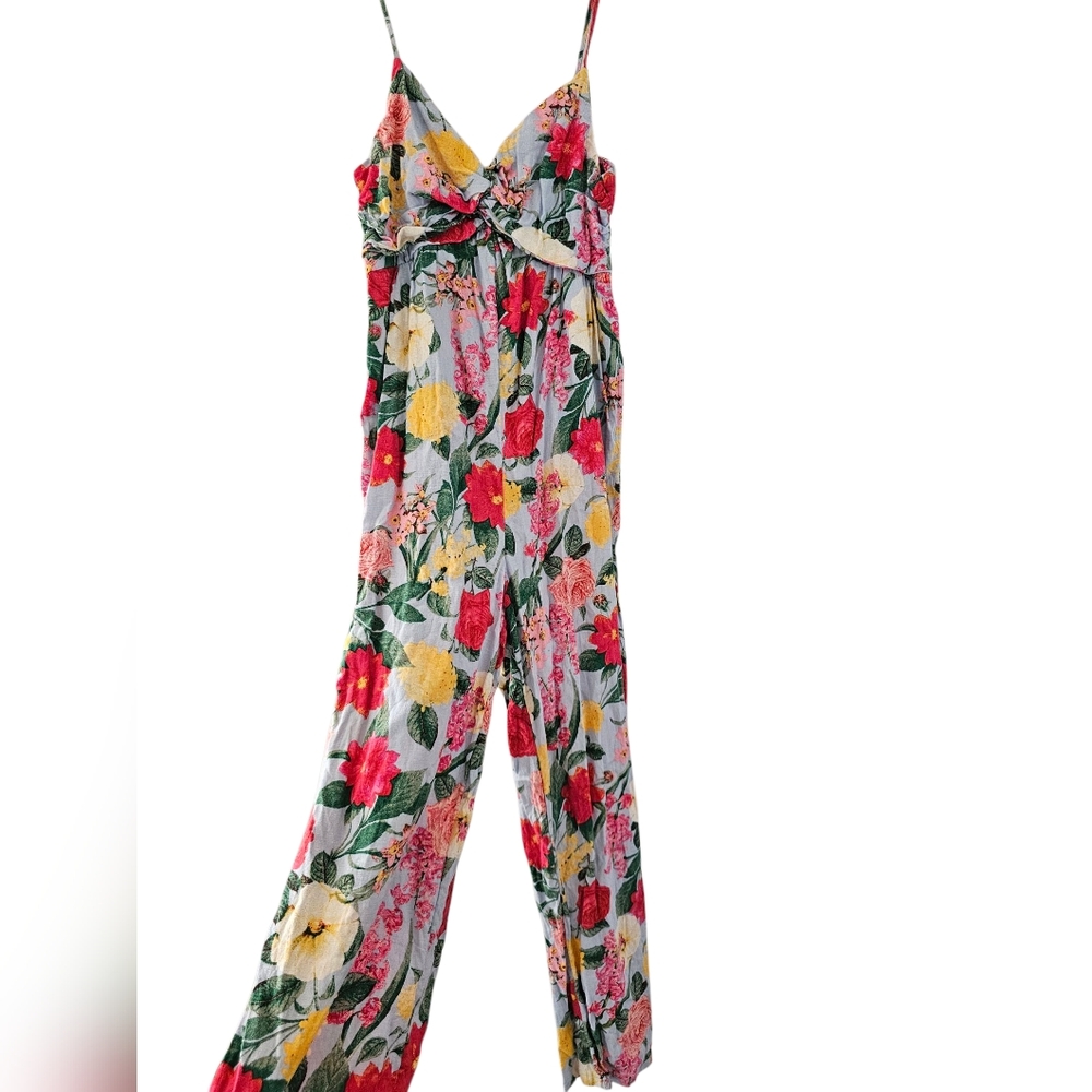 Old Navy Red and Yellow Floral Jumpsuit